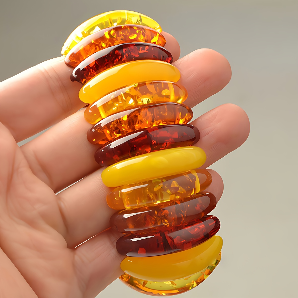 Vintage Inspired Amber Handcrafted Bead Strand Halloween Theme